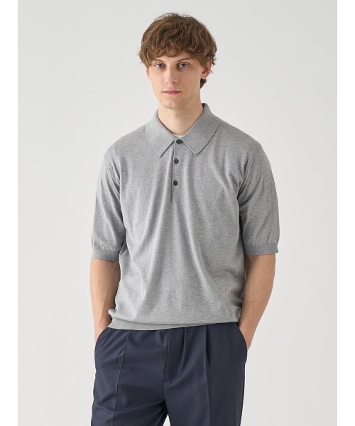 SMEDLEY（ジョンスメドレー） JOHN ポロニット L チャコールグレー ニット ポロシャツ 半袖 ジョンスメドレー ポロシャツ FIT ITALIAN RHODES トップス