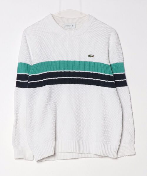 「LACOSTE」 長袖ニット S ホワイト メンズ