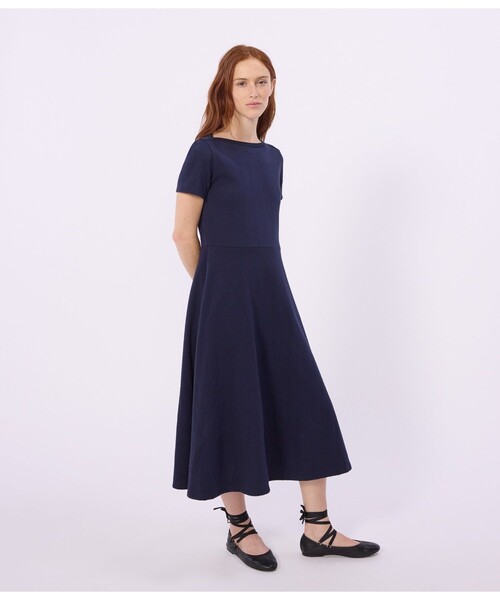 PETIT BATEAU（プチバトー） ワンピース 半袖 半袖フレアワンピース