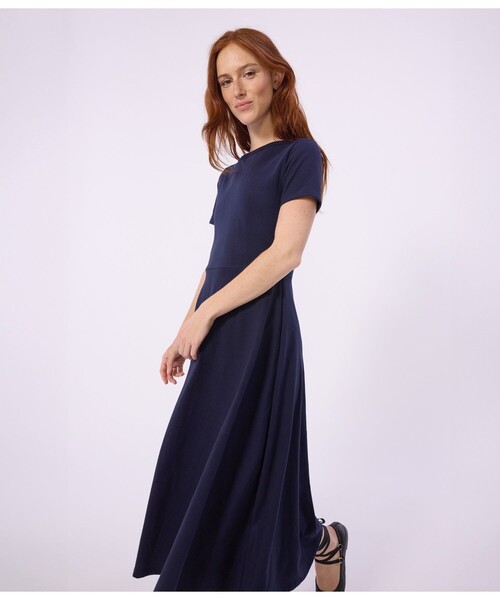 PETIT BATEAU（プチバトー） ワンピース 半袖 半袖フレアワンピース