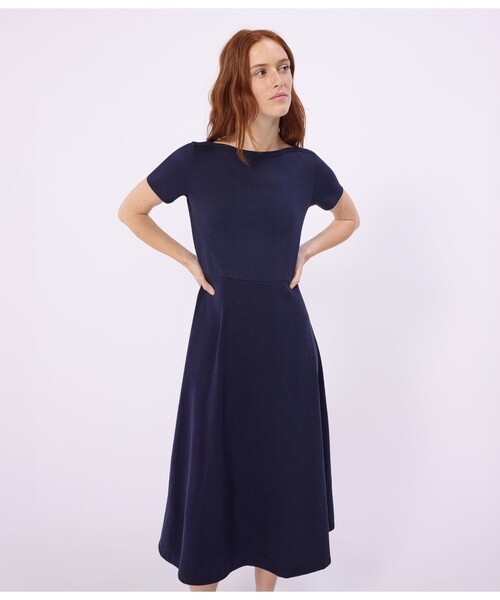 PETIT BATEAU（プチバトー） ワンピース 半袖 半袖フレアワンピース
