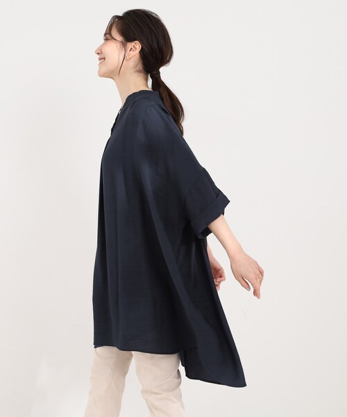 新品未使用45R 上質スムースのチュニック柔らかゆったり44000円黒完売品 SHOO・LA・RUE（シューラルー） チュニック 「ひんやり/洗濯機可/体型