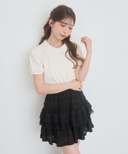 MAJESTIC LEGON（マジェスティックレゴン） tシャツ 半袖 2WAYレース襟