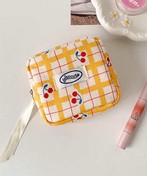 Mignonjour ポーチ Mignonjour/さくらんぼチェック柄ミニポーチ M2925
