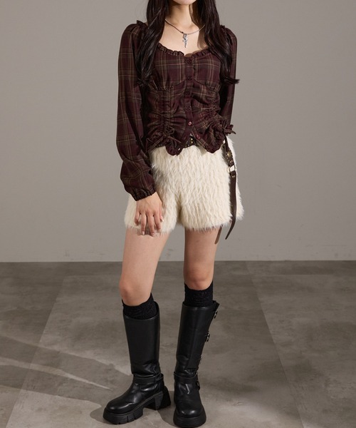 「apres jour mignon」 長袖ブラウス LARGE ボルドー レディース_画像4