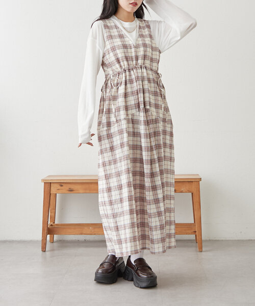 「w closet」 サロペットスカート FREE ネイビー レディース_画像3