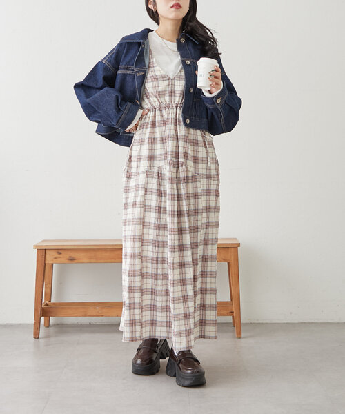 「w closet」 サロペットスカート FREE ネイビー レディース_画像7