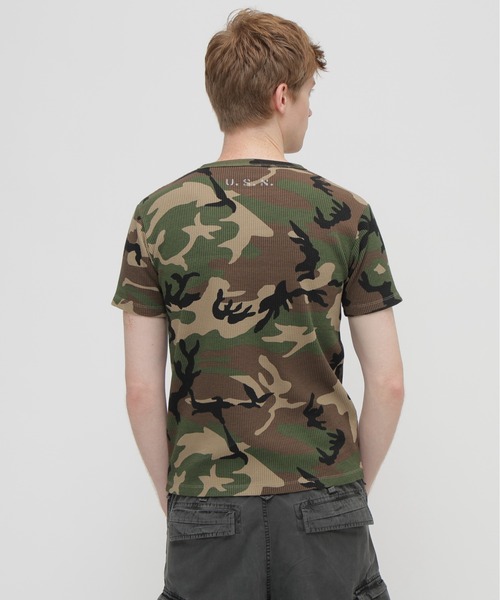 AVIREX（アヴィレックス） ヘンリーネック tシャツ MINI WAFFLE HENLEY