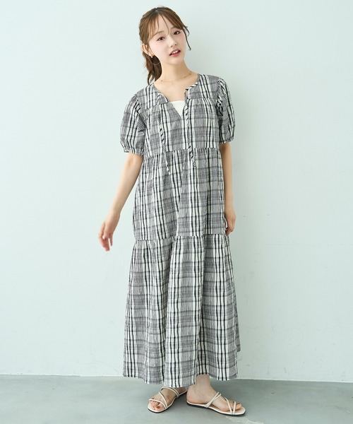 mil（ミル） ワンピース 夏 半袖 ティアード ワンピース 「588205
