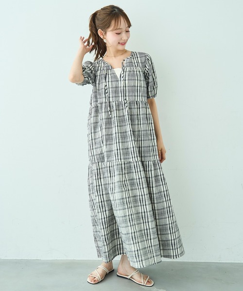 mil（ミル） ワンピース 夏 半袖 ティアード ワンピース 「588205