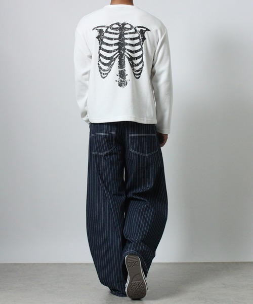 NYLAUS（ナイラス） ヘンリーネック tシャツ 「NYS」ボーンプリント