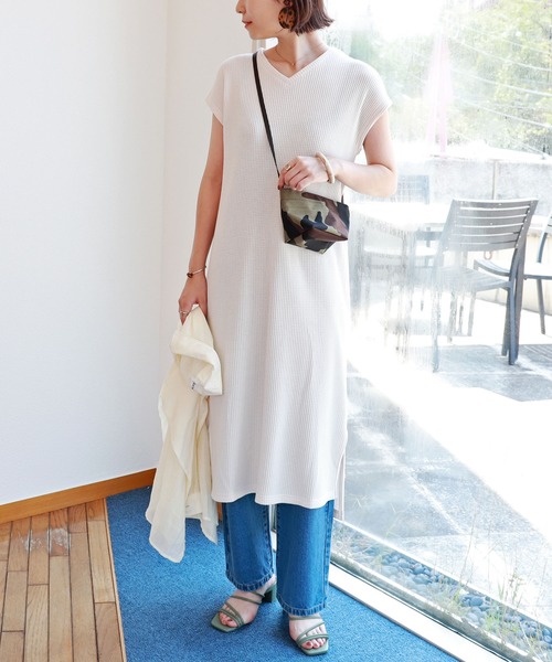 ワンピース ワッフルvネックtシャツワンピース フレンチスリーブ Zozotown Paypayモール店 通販 Paypayモール