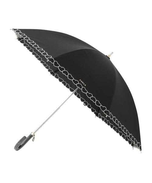 【専用】フルラ ショート傘 日傘 雨傘 晴雨兼用 スクエア フラワー 白×黒 フルラ FURLA 晴雨兼用 長傘 ショート傘 日傘 ハート刺繍 遮熱 1