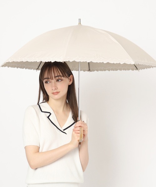 SALEフルラ (FURLA) ハート刺繍 一級遮光　晴雨兼用　新品　楽々開閉 FURLA 晴雨兼用 長傘 ショート傘 日傘 ハート刺繍 遮熱 1級遮光
