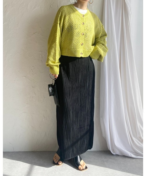 She's Closet カーディガン 前後2WAYメッシュ透かし編み