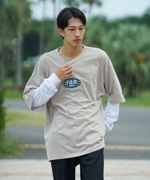 FILA tシャツ 「FILA/フィラ」フェイクレイヤード 胸ワンポイント刺繍 