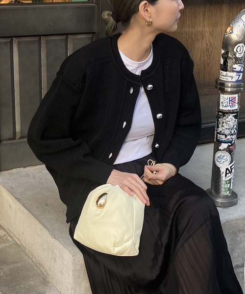 Audrey and johnwad BIGボタン メッシュカノコ カーディガン Audrey and John Wad カーディガン BIGボタンメッシュカノコ