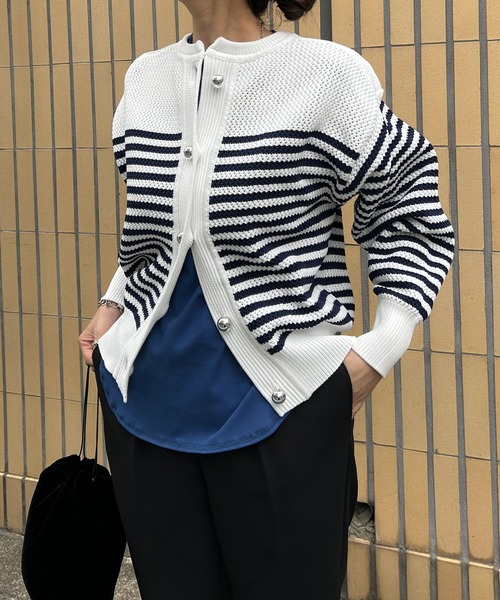 Audrey and johnwad BIGボタン メッシュカノコ カーディガン Audrey and John Wad カーディガン BIGボタンメッシュカノコ