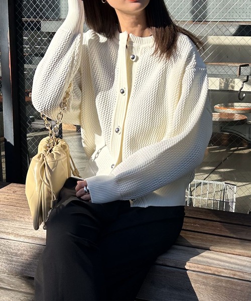 【★安心の定価販売★】 Audrey and John Wad カーディガン BIGボタンメッシュカノコ トップス