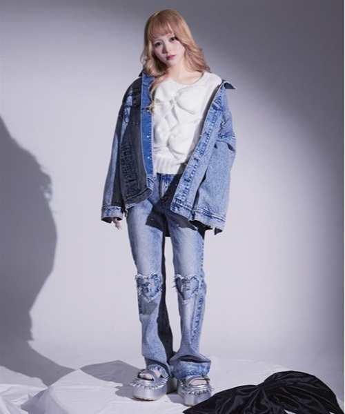 Fickle Bebe（フィクルベベ） デニムジャケット gジャン ダメージ