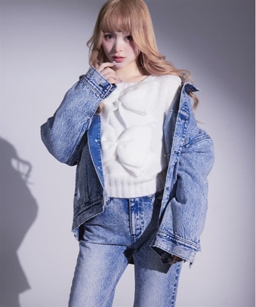 FIG&VIPER ハート スタッズ デニムジャケット Gジャン Fickle Bebe デニムジャケット gジャン ダメージデニムハート