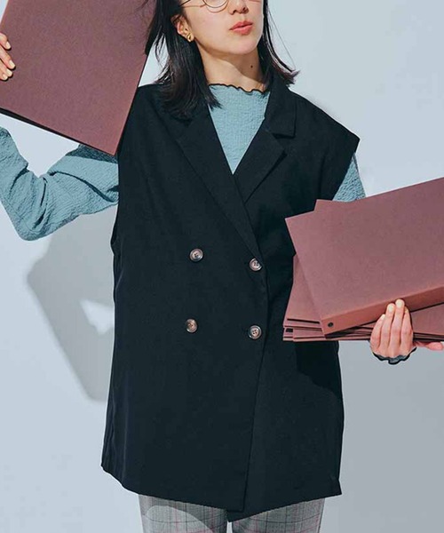 38 美品　大きいサイズ　レリアン　インディゴ　プリーツ ベスト　ジレ　17号 38 美品 大きいサイズ レリアン インディゴ プリーツ ベスト