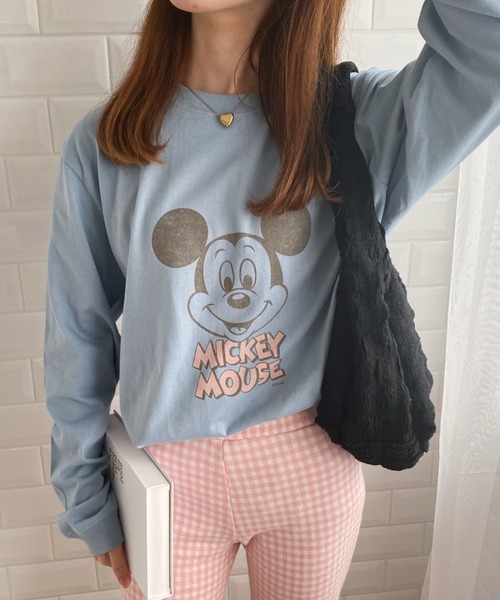 tシャツ CHDYLT220804 BLUE/MICKEYMOUSE/LSTシャツ/FACE(BLUE) レディース