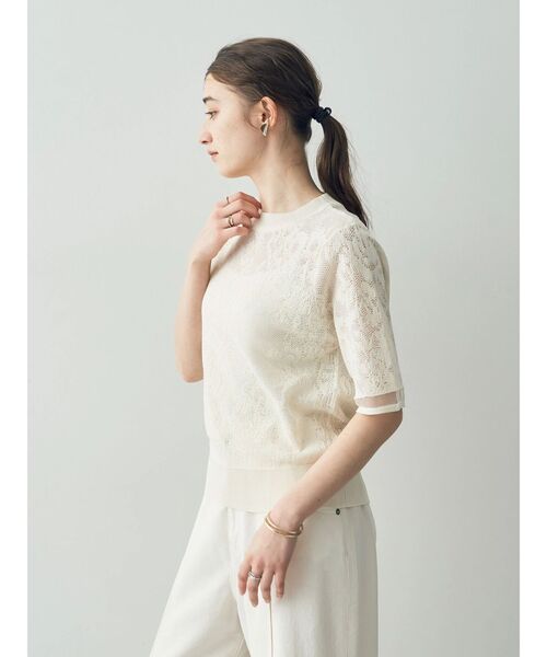 YECCA VECCA ニット セーター レース柄シアーニット レディース