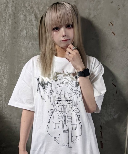 tシャツ A'GEM/9 × .kom「NOVESSEL/ノベセル」イラストプリントTシャツ/ハーフスリーブカットソー レディース メンズ