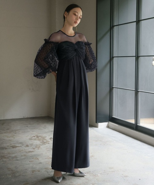 最終値下げ 結婚式 お呼ばれ ロンパース GIRL パンツドレス オケージョン GIRL DRESS FOR NOW パンツドレス フロッキードットシアー