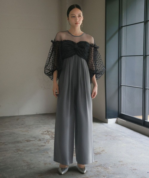 GIRL DRESS FOR NOW パーティードレス パンツドレス フロッキードット