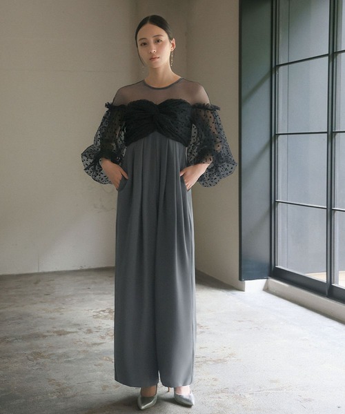 GIRL DRESS FOR NOW パーティードレス パンツドレス フロッキードット
