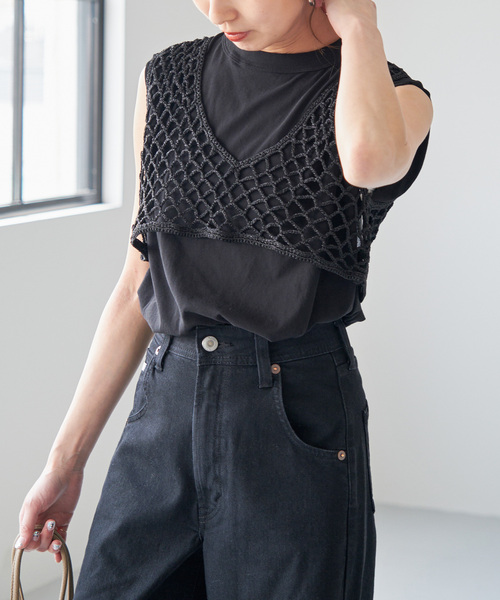 Spick and Span ラメメッシュショートニットベスト　銀　新品タグ付き Spick＆Span ベスト ラメメッシュショートニットベスト