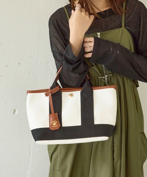 トートバッグ 「BEVERLY HILLS POLO CLUB」「別注」スコッチグレイン ネオレザー ミニ トートバッグ レディース メンズの画像