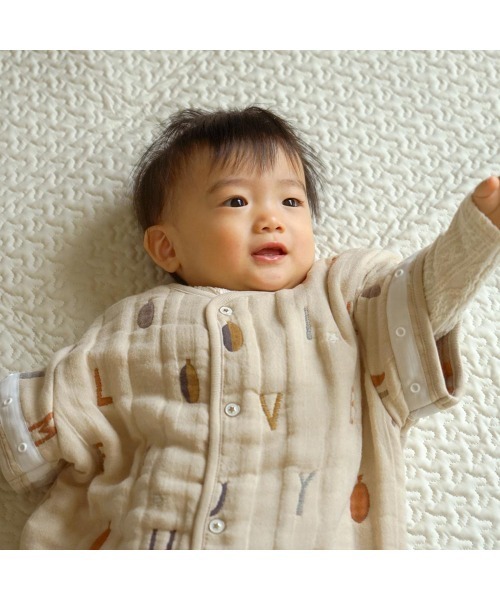 スリーパー 「10mois(ディモワ)」ふくふくガーゼ(6重ガーゼ) コットンウール6wayスリーパー(ベビー・キッズサイズ) 日本製の画像