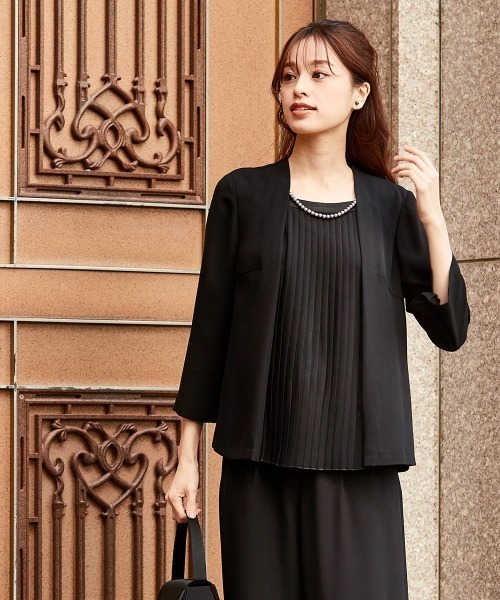 てりあnissen 喪服 礼服 ブラック セットアップ 3L ワイドパンツ ニッセン 喪服 礼服 レディース 夏 夏用 ブラックフォーマル