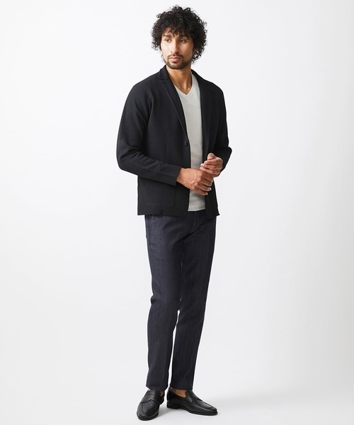 MICHEL CLEIN ネイビー ベルベット テーラードジャケット MICHEL KLEIN HOMME ジャケット テーラードジャケット