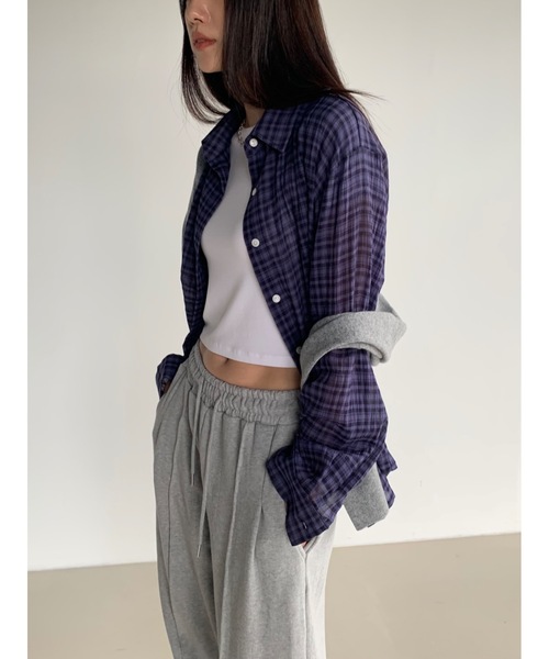 ブラウス シャツ 「DIDOT.」クラシックシアーチェックシャツ レディース
