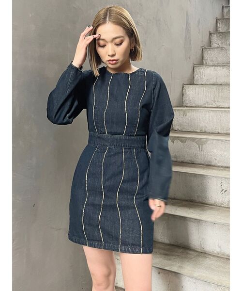 MURUA（ムルーア） ワンピース カーブステッチミニワンピース