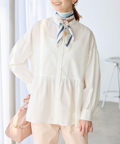 夏の「あかい」ポケットプルオーバー レディース ブラウス 半袖 5分袖