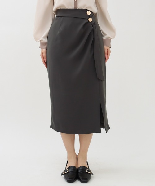 TRUDEA（トルディア） スカート メタルボタンねじりギャザータイト