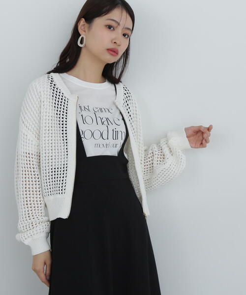 カーディガン (H)2 FACE KNIT / S レディース N.Natural Beauty Basic カーディガン メッシュZIPニット