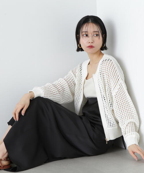 N.Natural Beauty Basic カーディガン メッシュZIPニット