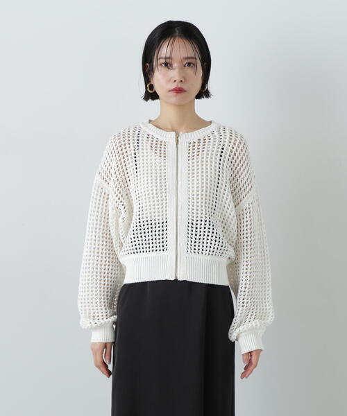 N.Natural Beauty Basic カーディガン メッシュZIPニット