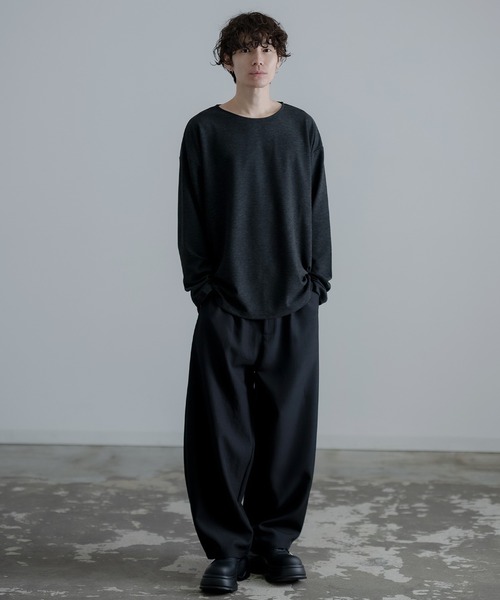 UNKNOWN ブラック スラックス M improves スラックス ワイド タック カーブパンツ メンズ