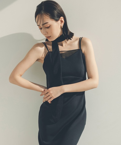 [新品未使用]anuans シアーレイヤーキャミワンピース BLK M anuans（アニュアンス） ワンピース シアーレイヤーキャミワンピース