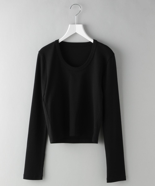 V12 U NECK ロングスリーブ Uネックインナー レディース ブラックS