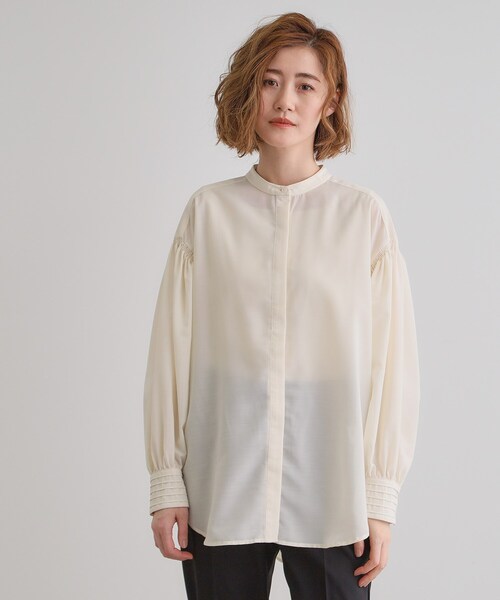grove（グローブ） ブラウス シャツ 2WAYシアーボウタイブラウス
