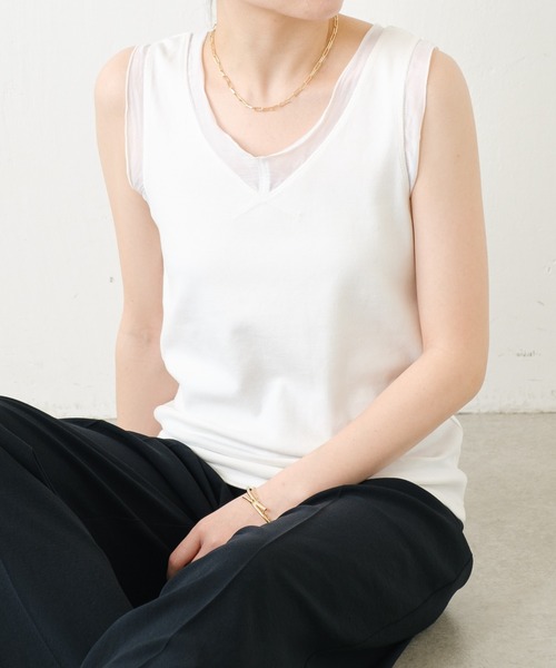GALLARDAGALANTE ホワイト Vネック ノースリーブ チュニック