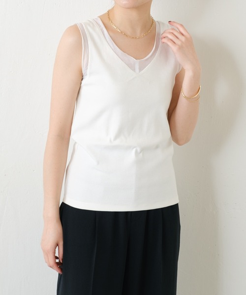 GALLARDAGALANTE グレー Vネック ノースリーブ COLLAGE GALLARDAGALANTE タンクトップ ノースリーブ C′NOTE